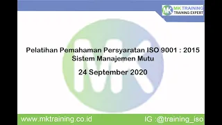 Pelatihan ISO 9001 : 2015 Sistem Manajemen Mutu