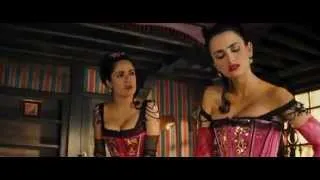 Filme Bandida Salma Hayek ensinando Penelope Cruz a beijar um homem