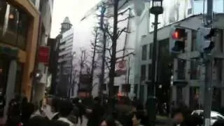 Massive earthquake in Tokyo 11 March 2011. Filmed in Shibuya