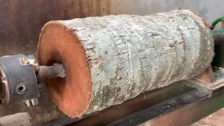 Turning Coconut Palm Logs into Art Exceptional Woodworking Skills in Action
