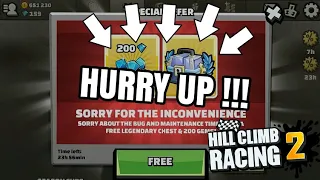 Hill Climb Racing 2 : Hurry Up!!! Special Offers | Free Legendary Chest & 200 Gems !!!