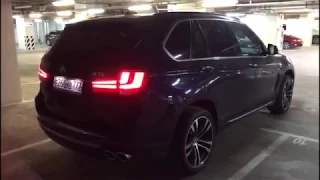 Прямоточный выхлоп на BMW X5 в кузове F15 + установка круглых насадок