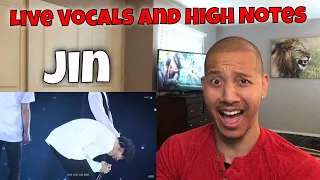 BTS Jin Live Vocals and High Notes Compilation (Reaction)