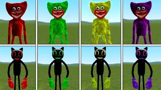CARTOON CAT ALL COLORS vs HUGGY WUGGY ALL COLORS in Garry's Mod Sandbox!