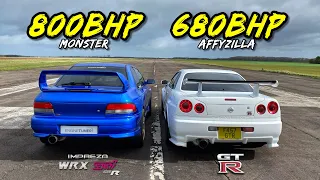 TO THE DEATH.. 800HP IMPREZA WRX STI v 680HP SKYLINE R34 GTR