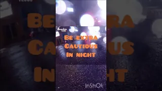 Car crashed into bike at night. Dashcam accident