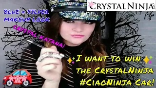 I want to win the CrystalNinja #CiaoNinja Car! RHINESTONE BLUE SILVER MAKEUP USING CRYSTAL KATANA