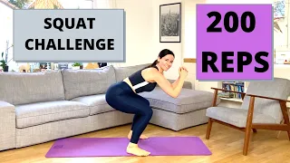 200 Rep SQUAT CHALLENGE - Tone and Lift Booty & Thighs