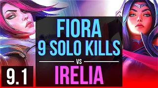 FIORA vs IRELIA (TOP) | 4 early solo kills, 9 solo kills, KDA 12/2/3 | Korea Challenger | v9.1