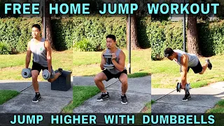 FREE DUMBBELL JUMP WORKOUT AT HOME | How To Jump Higher