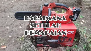 Chain saw DCK KDML250 Setelah kerja berat