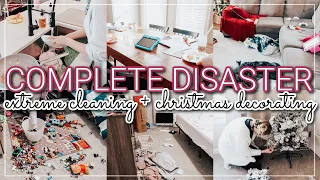 🤯 COMPLETE DISASTER CLEAN WITH ME! | SUNDAY RESET | CLEANING + CHRISTMAS DECORATING | WHITNEY PEA