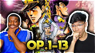 First Time Reacting to JoJo's Bizarre Adventure Openings (1-13) | AceBros
