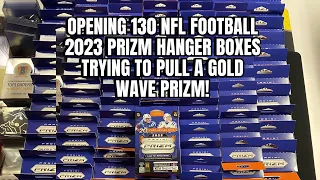 Opening 130 of the 2023 NFL Football Prizm Hanger boxes trying to pull a Gold Wave Prizm!