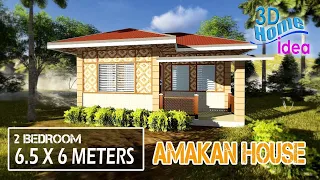 House Design Idea (6.5x6 meters, 2 bedroom) Pinoy Amakan House