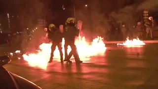 Rioters in Greece are attacking police with Molotov cocktails
