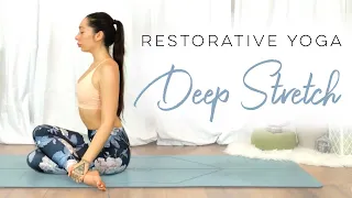 Restorative Yoga Deep Stretch for STRESS with Guided Meditation for RELAXATION