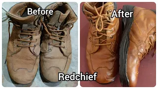 Old shoe restoration | asmr | complete process of sole replacement and renovation.