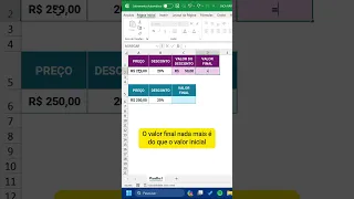 Calcular desconto no Excel (2 formas) #shorts