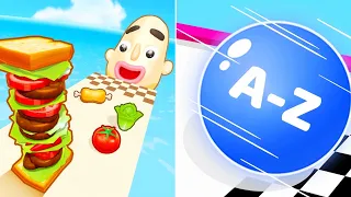 Sandwich Runner 3D vs A-Z Run 3D - All Levels Satisfying Mobile Game / New Update