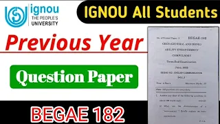 BEGAE 182 PREVIOUS YEAR QUESTION PAPER JUNE 2022 || BEGAE 182 Question Paper || IGNOU #ignou