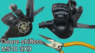 Shimano Deore M510 3X9 Shifters : restore service clean disassembled