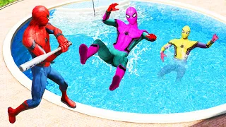 GTA 5 Rainbow Spiderman Falling Into Pool (Spider-Man Jumps & Ragdolls) #9