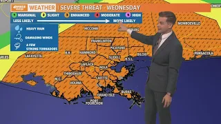 Timeline: Severe weather expected Wednesday and southeast Louisiana