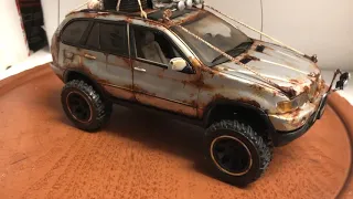 ONE OFF BMW X5 4x4 Safari Edition Sand Dunes Muddy Rusted  1/18 scale Diecast by ANSON Custom Built