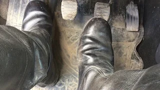 Pumping pedals in soviet officer field boots