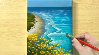 Spring Seascape Painting / Acrylic Painting for Beginners / STEP By STEP #230