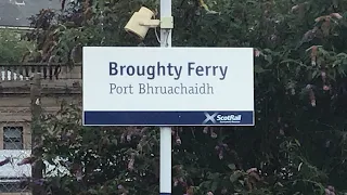 Trains at Broughty Ferry (includes steam train the aberdonian 45690 Leander)