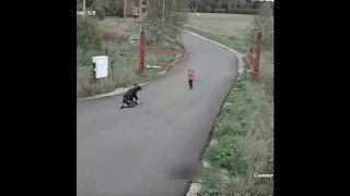 Mother with two little kids crashes into a gate with ATV