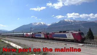 Trains on the NEW high speed line Tithorea  - Lianokladi (Athens - Thessaloniki mainline)