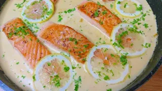 Easy Pan Seared Salmon Recipe with Creamy Garlic Sauce