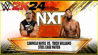 WWE 2K24 NXT Tuesday Carmelo Hayes vs Trick Williams Steel Cage Ai Full Match