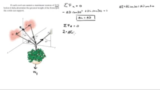 Determine the greatest weight of the flowerpot the cords can support