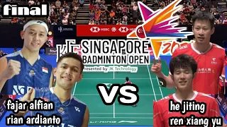 fajar/ rian vs he jiting/ ren xiang yu |finals of mens doubles singapore open 2024 #badminton