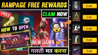 FREE FIRE NEW EVENT | HOW TO GET FREE NEW RAMPAGE BUNDLE | CLAIM FREE RAMPAGE: NEW DAWN REWARDS
