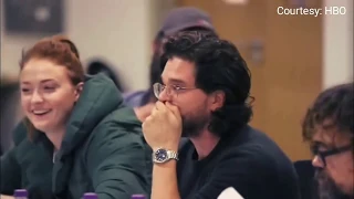 Kit Harington realizing Jon Snow kills Daenerys And Arya kill night king at the final table