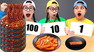 100 LAYERS FOOD CHALLENGE Giant VS Tiny Food For 24 Hours 티미먹방 TIMI ENGLISH