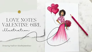 Love Notes Valentine Fashion Illustration Sketch