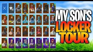 My Son's Fortnite Locker Tour (NolanSuperSaiyan Season 1 Through 8 Locker Showcase)