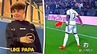 Cristiano Ronaldo's Son reaction to Vinicius Jr "SIUUU" Celebration against Barcelona 😍❤️