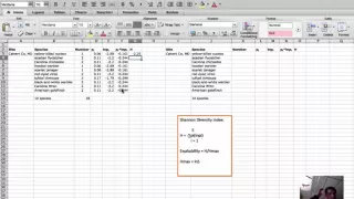 Diversity Calculation - Shannon diversity index and equitability in Excel