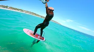 Wing Foiling compilation: gybes, foot switching, swell riding on a sinker board