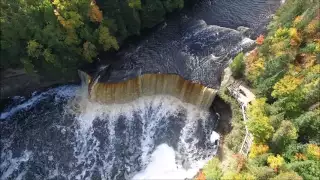 Michigan Upper Peninsula Tahquamenon Falls Drone Fall Colors Water Falls