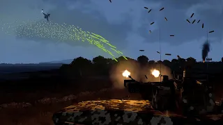 ArmA 3 - Anti-Air Tank firing at Fighter Jet - Green Tracer - PGZ95 m. - Simulation