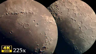 MOON 4K video 225X. Telescope Carl Zeiss MAK 150mm. On Subtitles