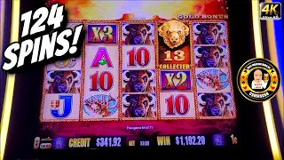 124 SPINS! 2 JACKPOTS - Buffalo Gold slot machines
